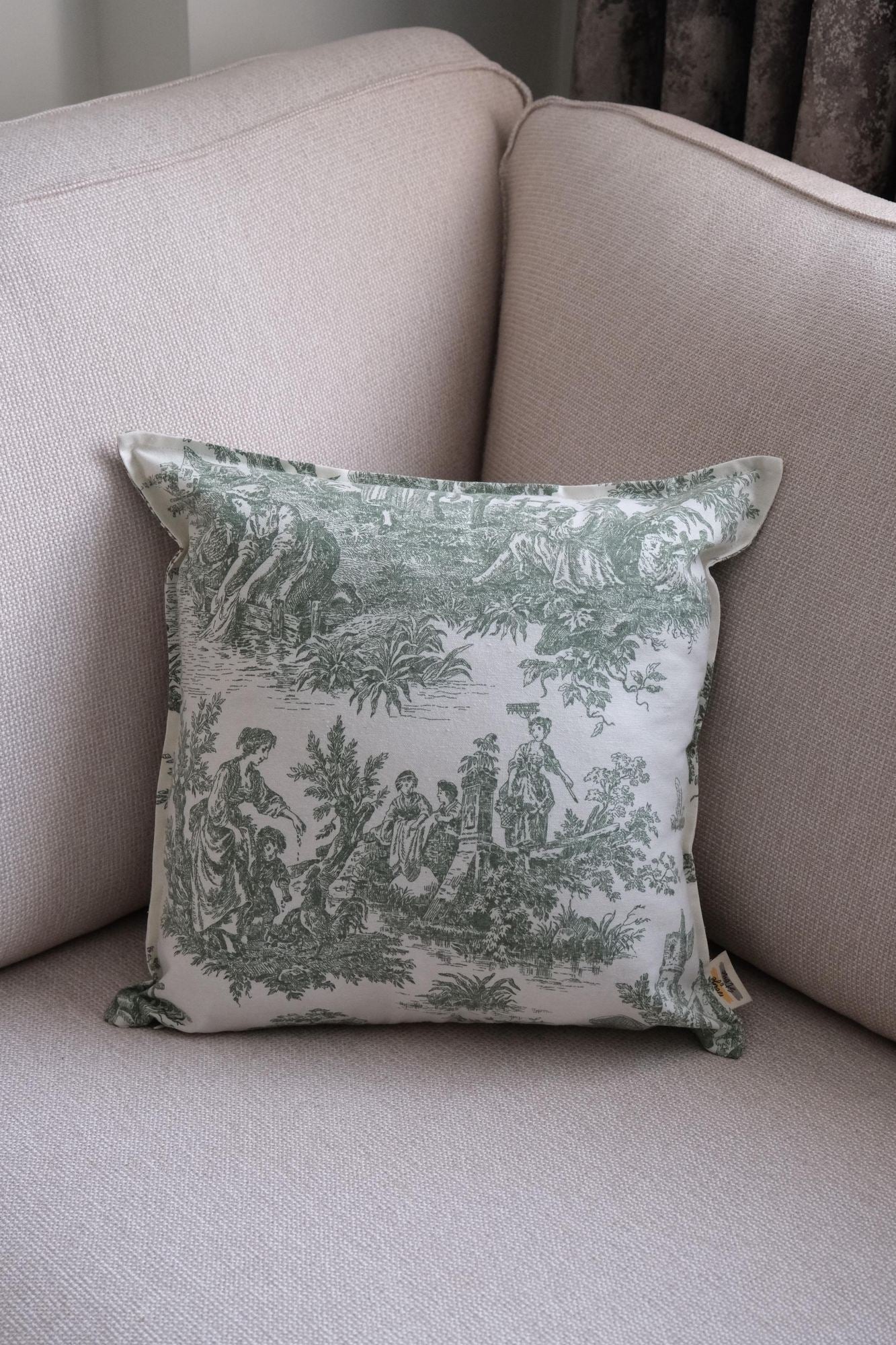 Capa de almofada – 45 x 45 cm – Verde, Branco – Tecido 100% Pato
