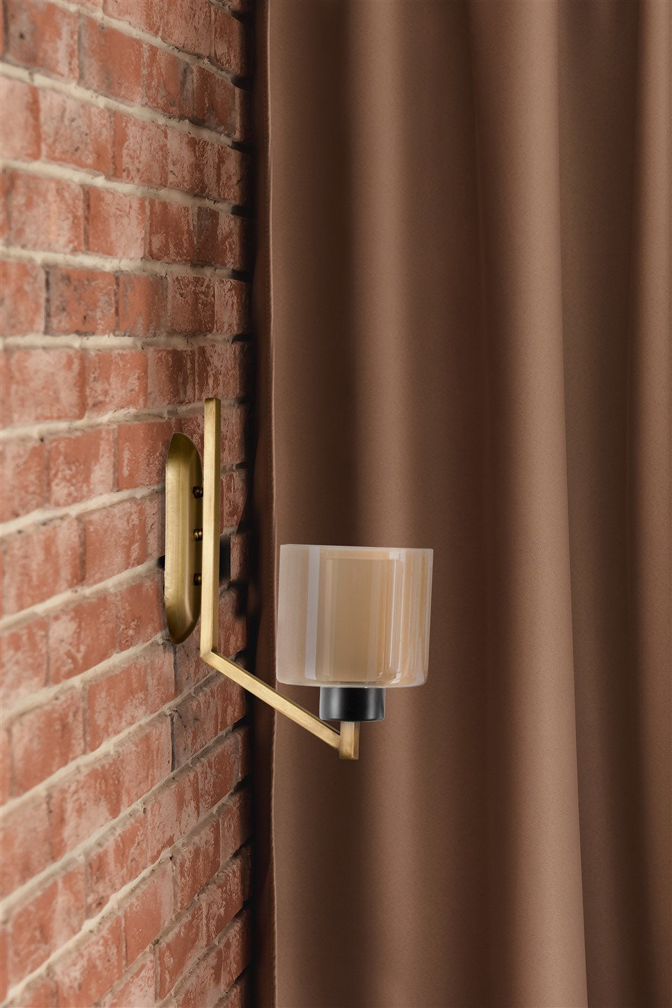 Candeeiro de Parede – 40 cm – Dourado e Creme – Metálico e Vidro