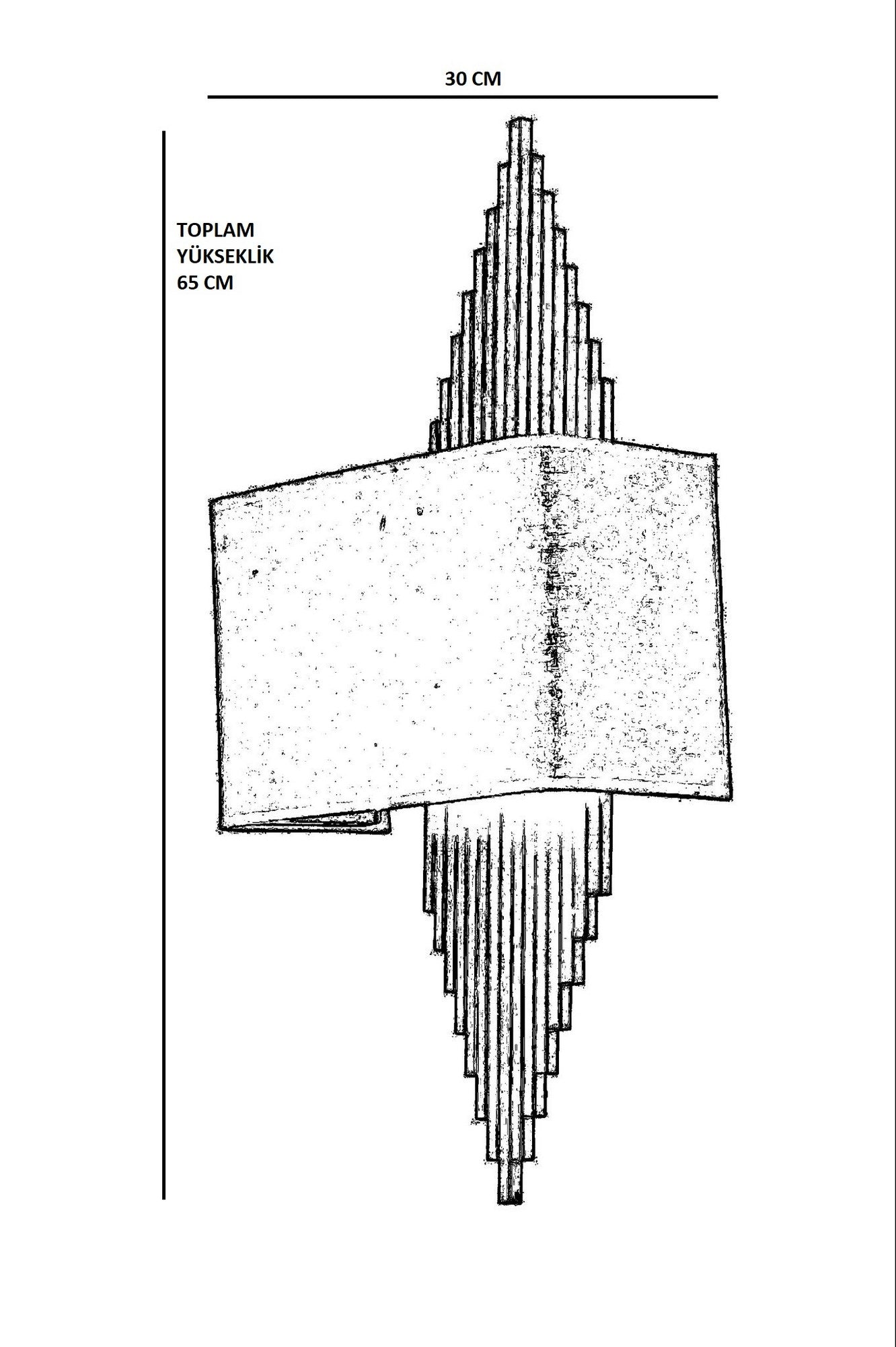 Candeeiro de Parede – 65 cm – Preto – Metal e Tecido