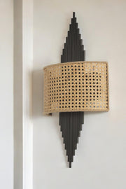 Candeeiro de Parede – 65 cm – Preto e Bege – Metal e Tecido