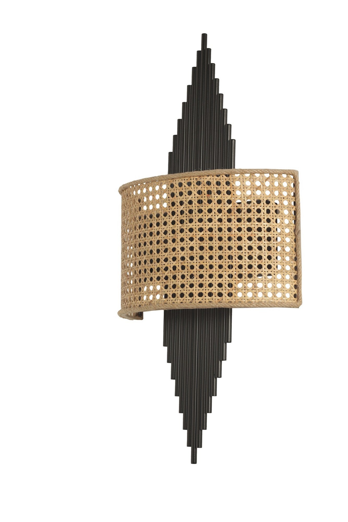 Candeeiro de Parede – 65 cm – Preto e Bege – Metal e Tecido