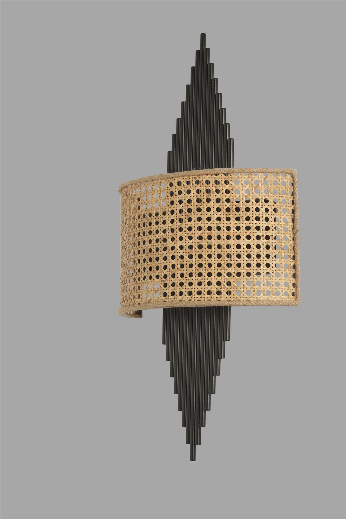 Candeeiro de Parede – 65 cm – Preto e Bege – Metal e Tecido