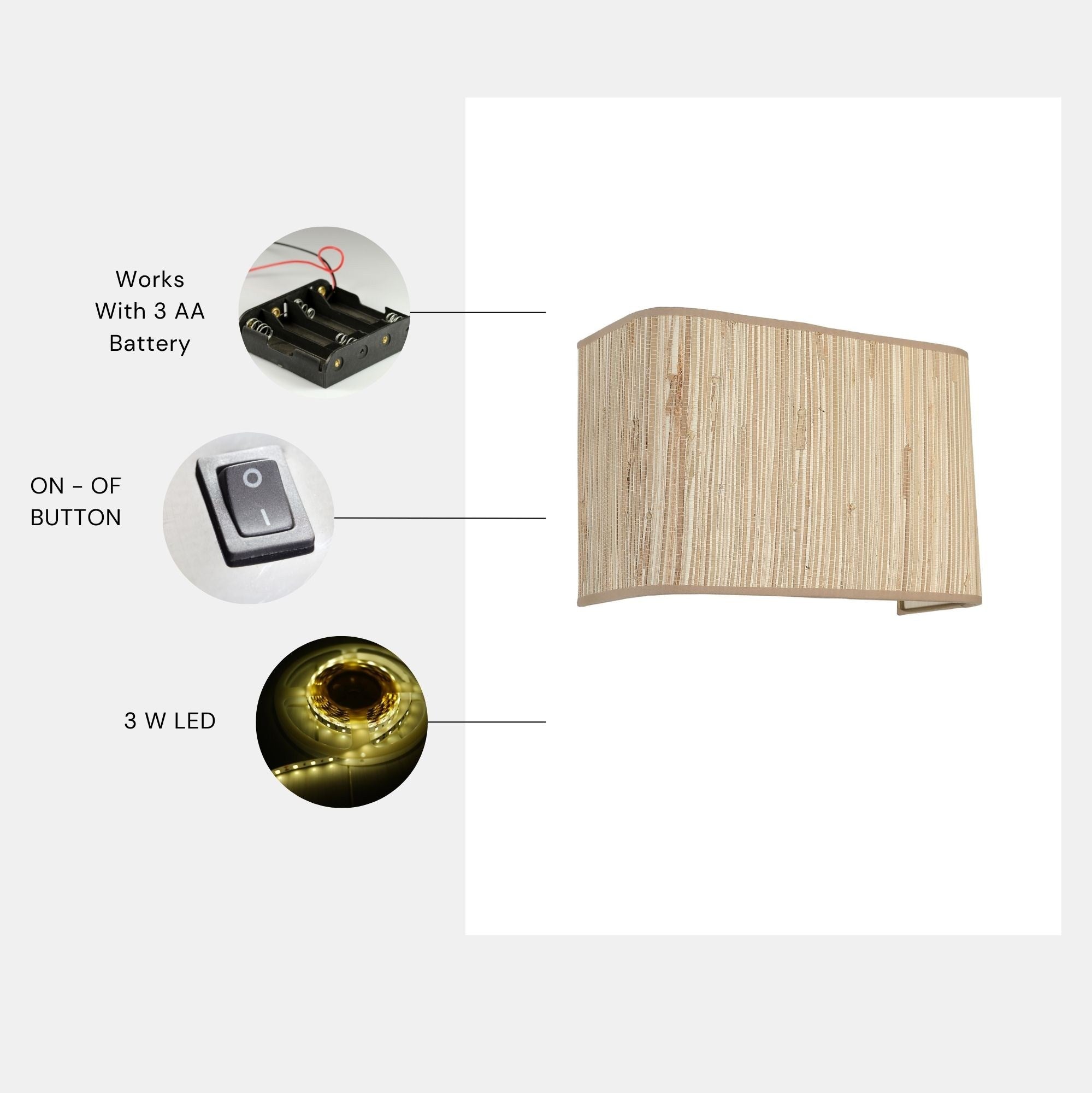 Candeeiro de Parede – Diâmetro da tampa: 31-21 cm – Altura da tampa: 22 cm – Creme