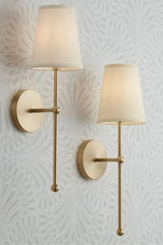 Candeeiro de Parede – 60 cm – Dourado e Creme – Metálico e Tecido