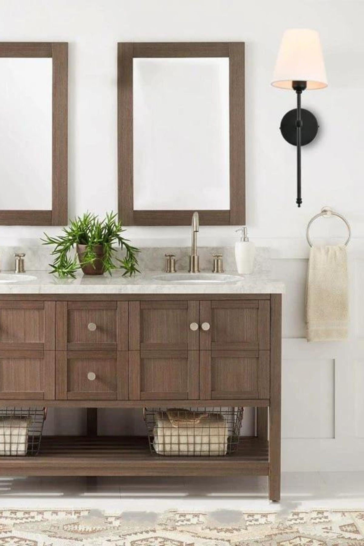 Candeeiro de Parede – 60 cm – Preto e Creme – Metal e Tecido