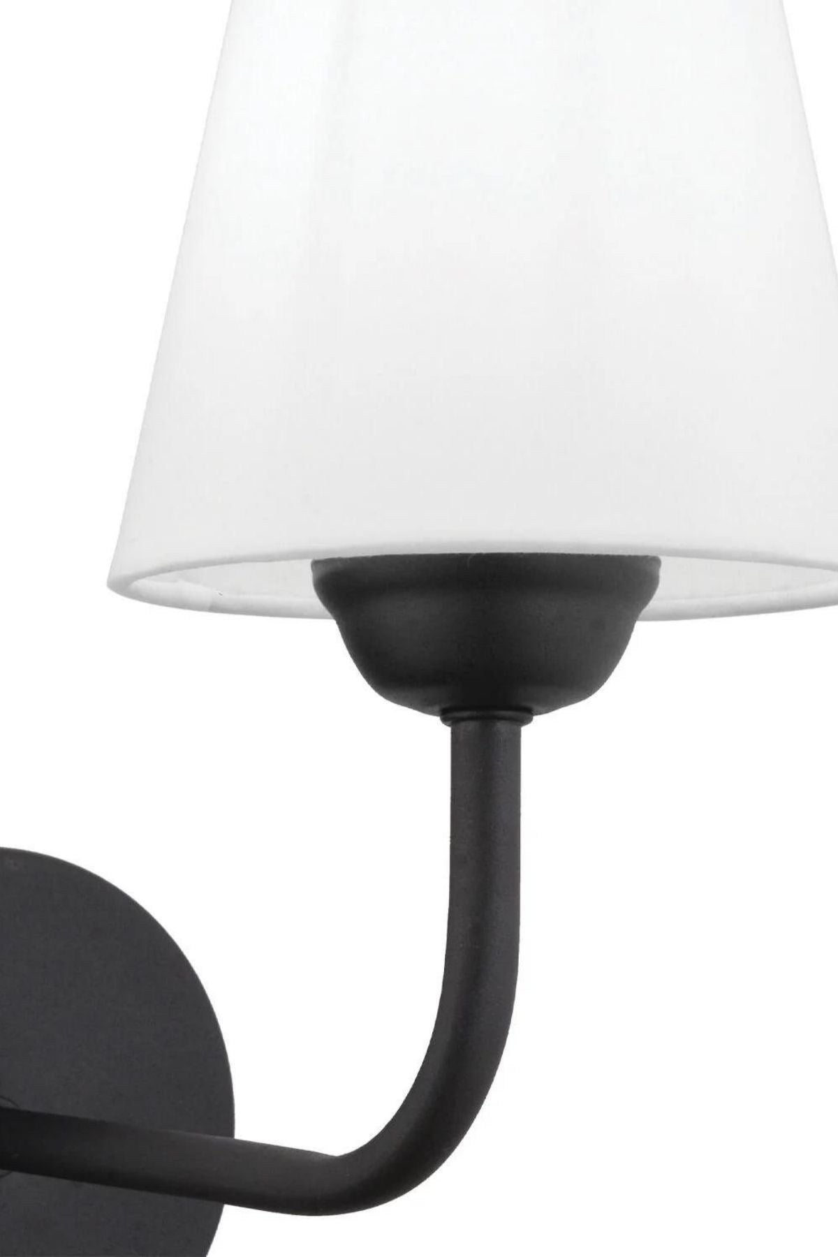 Candeeiro de Parede – 32 cm – Preto e Branco – Metálico com Tecido