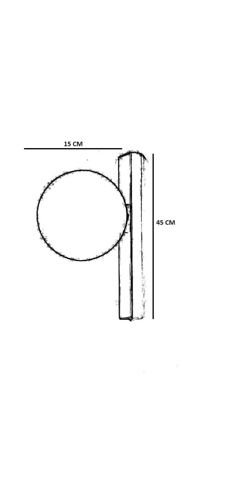 Candeeiro de Parede – 45 cm – Preto e creme – Metal e vidro