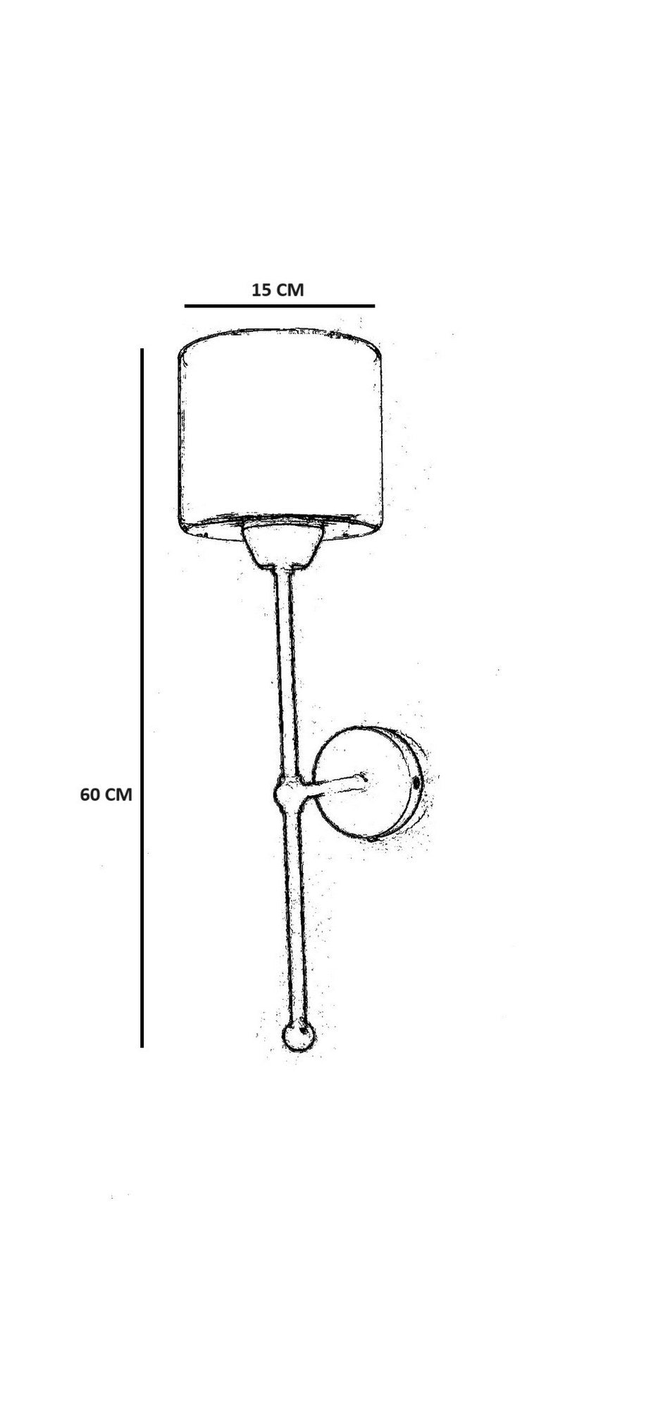 Candeeiro de Parede – 60 cm – Preto e creme – Metal e vidro