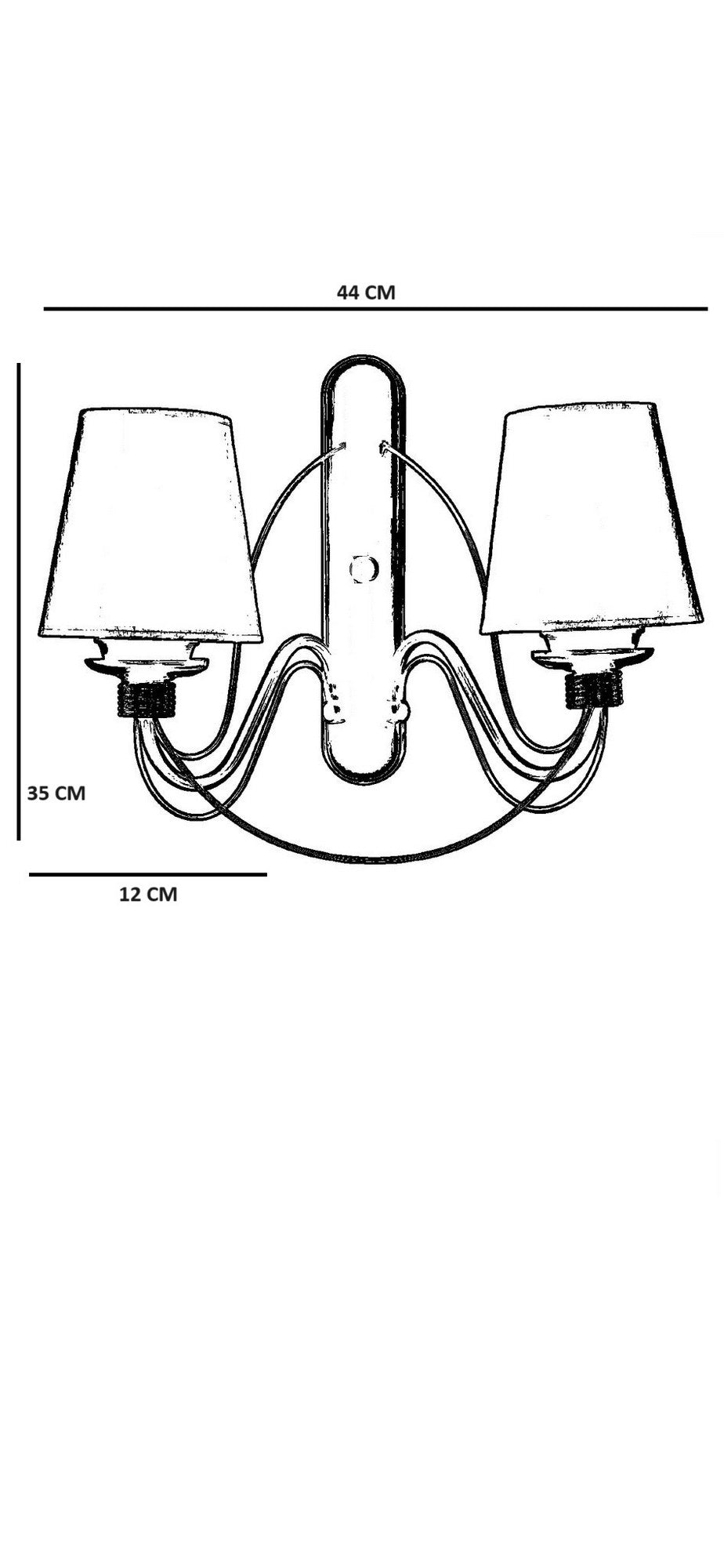 Candeeiro de Parede – 35 cm – Dourado, Creme – Metal