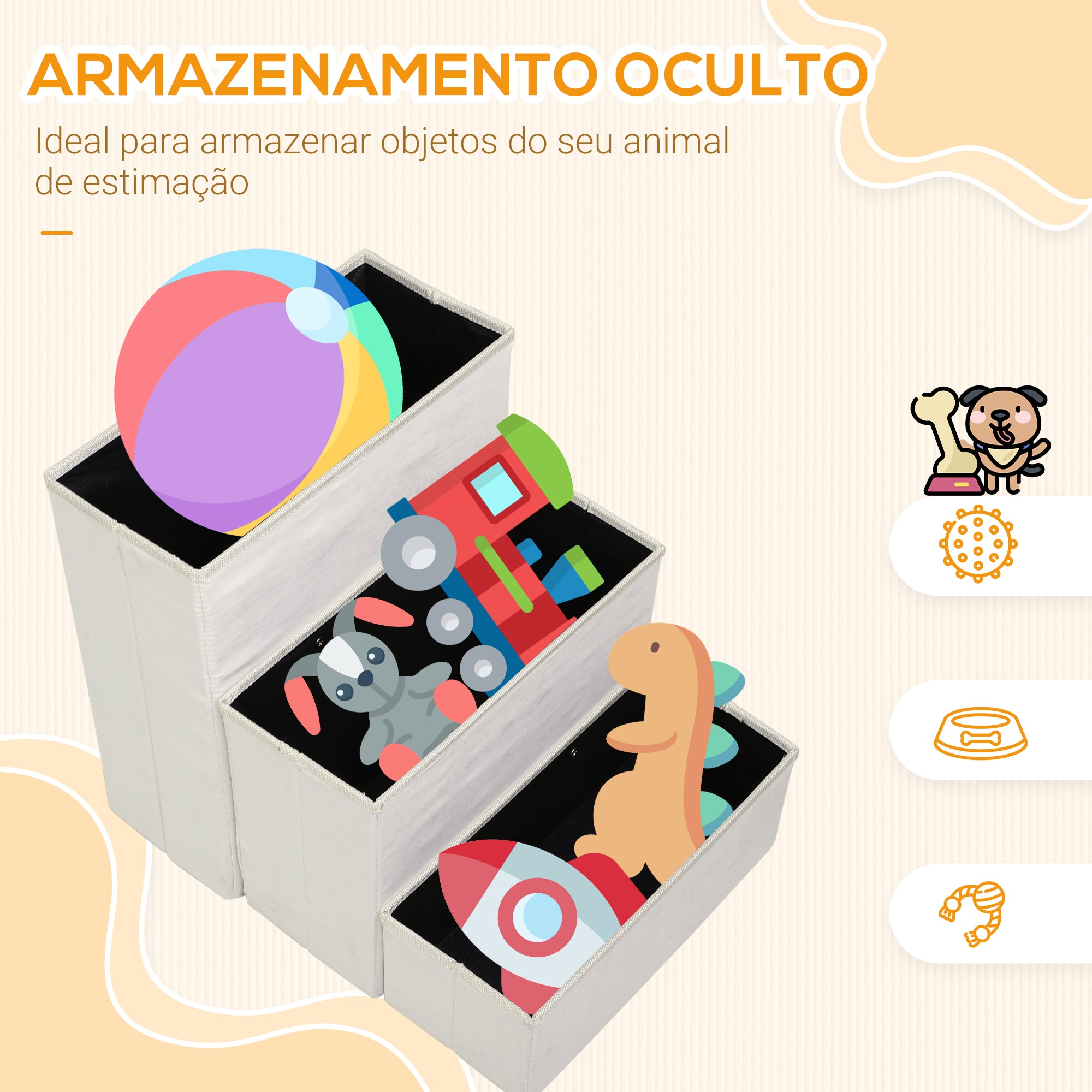 Escada para Animais de Estimação – 40x54x48 cm – Branco – MDF
