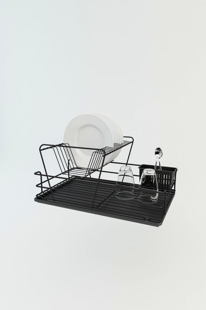 Escorredor de pratos – 47 x 32 x 24 cm – Preto – Metal