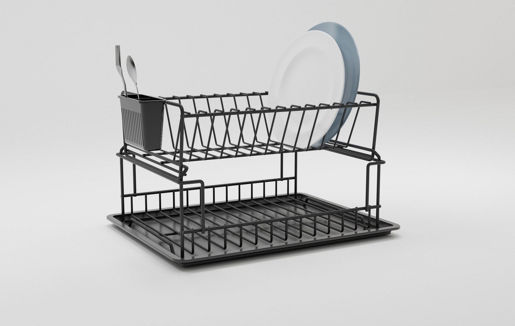Escorredor de pratos – 35,5 x 29,5 x 23,5 cm – Preto – Metal