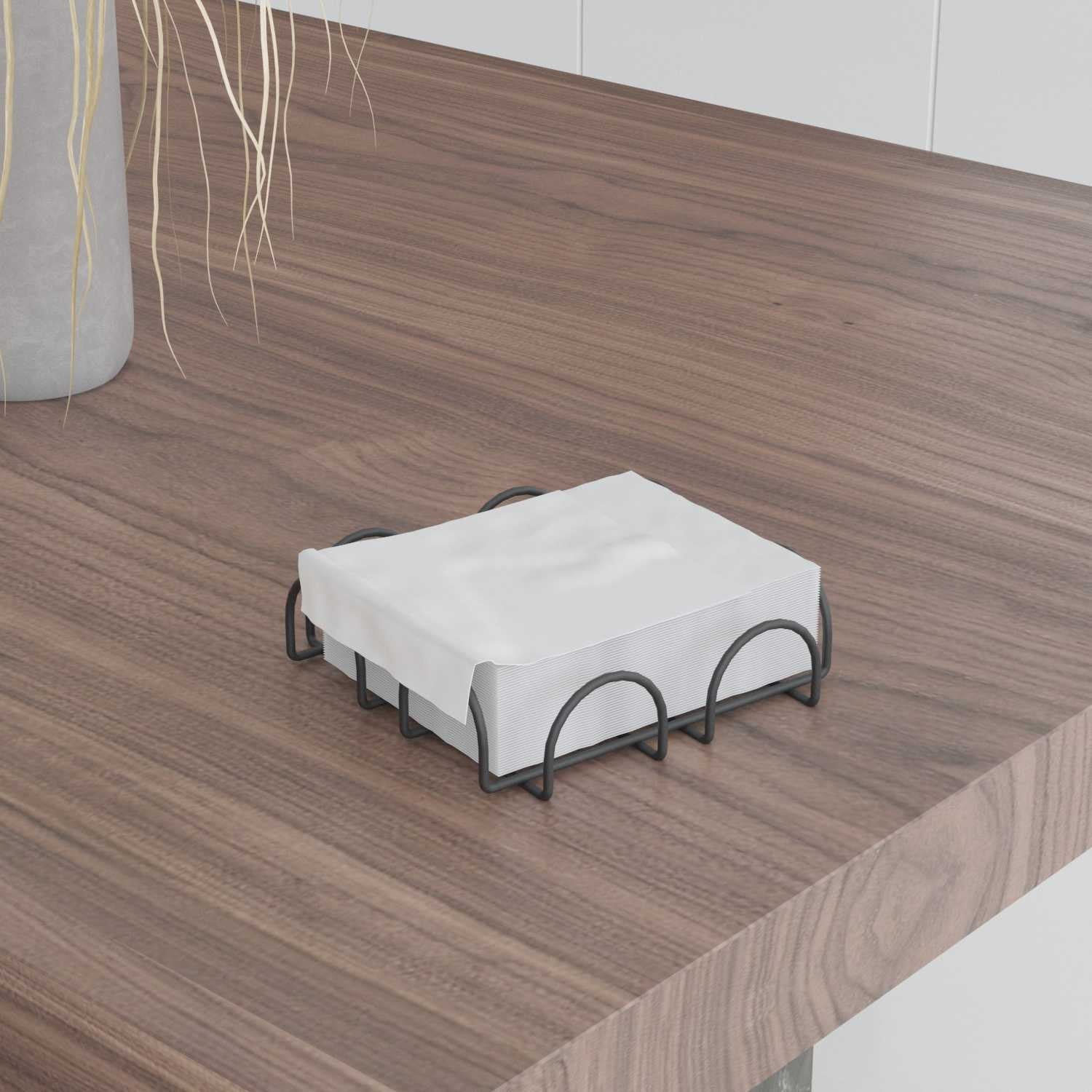 Porta-guardanapos – 18 x 18 x 2 cm – Preto – Metal