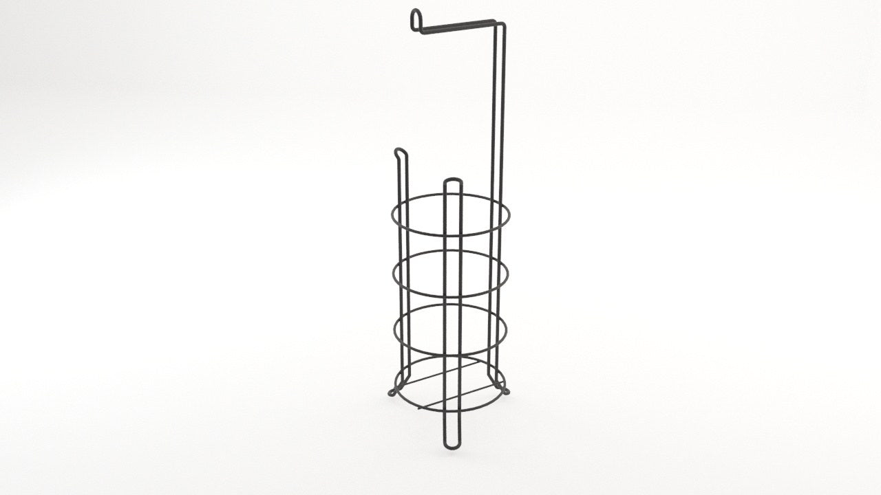 Suporte para papel higiénico – 15 x 15 x 55 cm – Preto – Metal