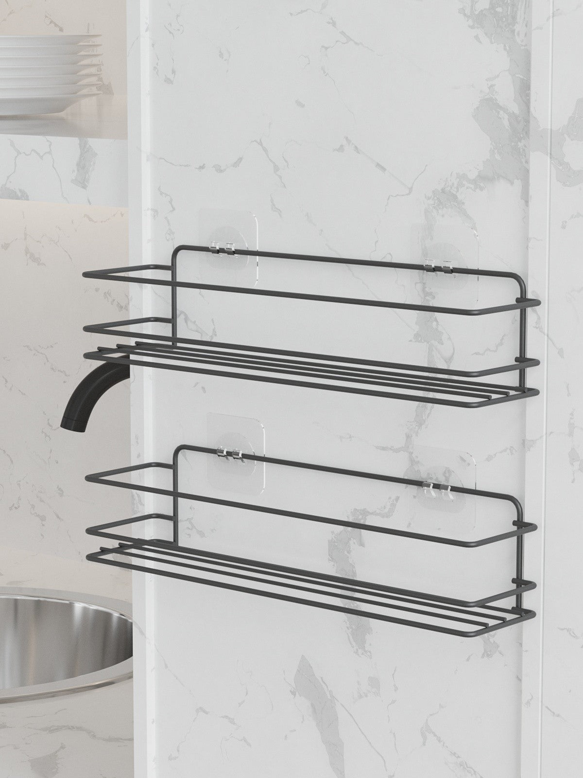 Organizador de cozinha – 360 x 80 x 100 – Preto – metal