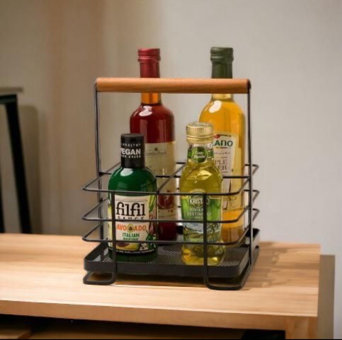 Organizador de cozinha – 18 x 43 x 34 cm – Preto – Metal