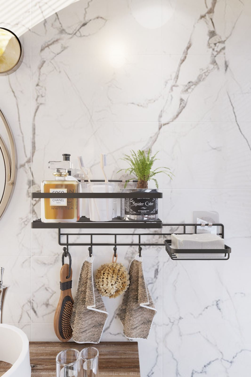 Organizador de Banheiro – 40 x 42 x 12 cm – Cromado – Metal