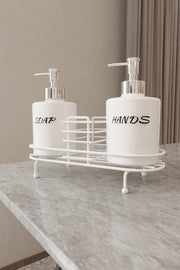 Dispensador de sabão – 24 x 38 x 40 cm – Branco – Metal