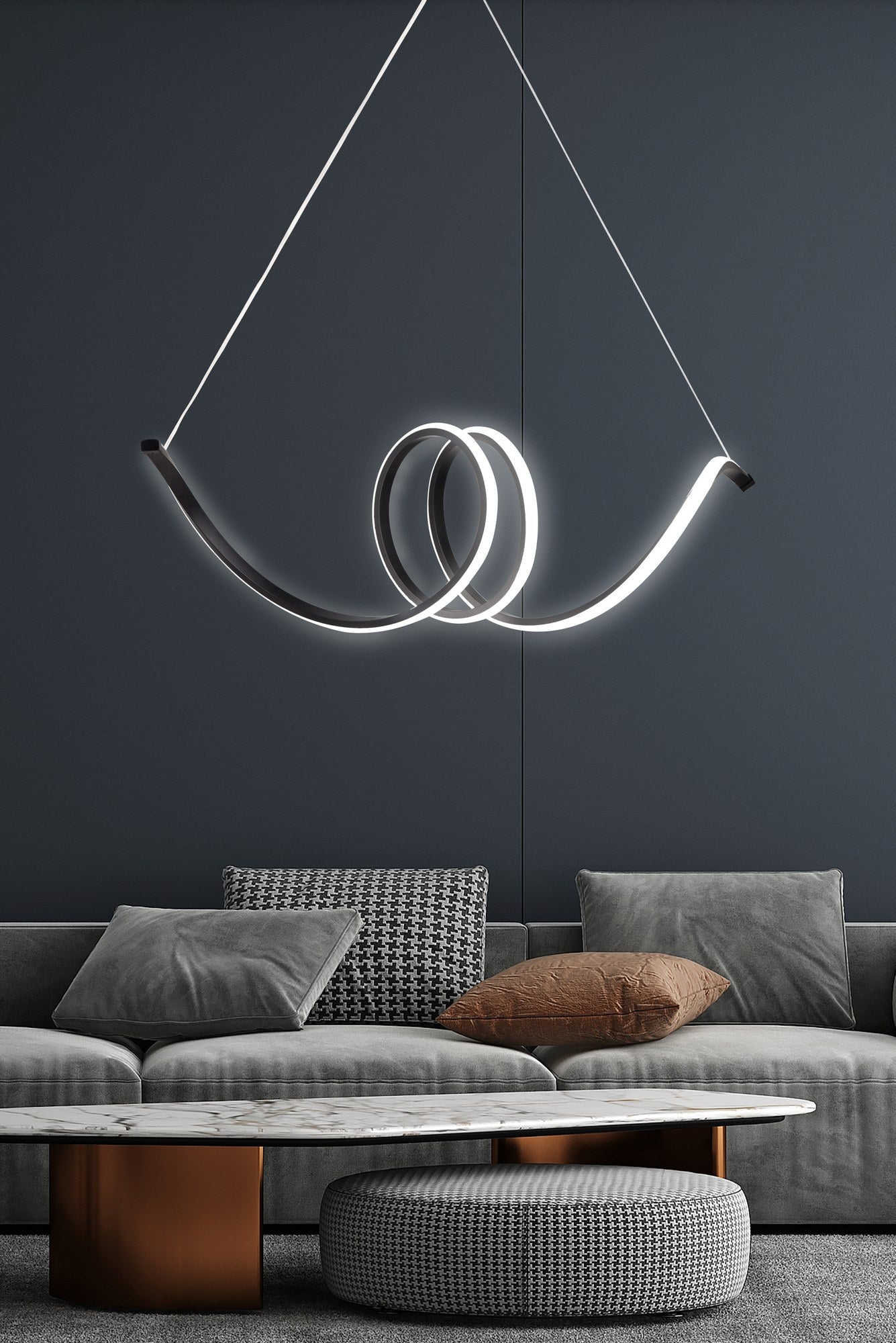 Candeeiro de Teto – 115 x 25 x 25 cm – Preto – Alumínio