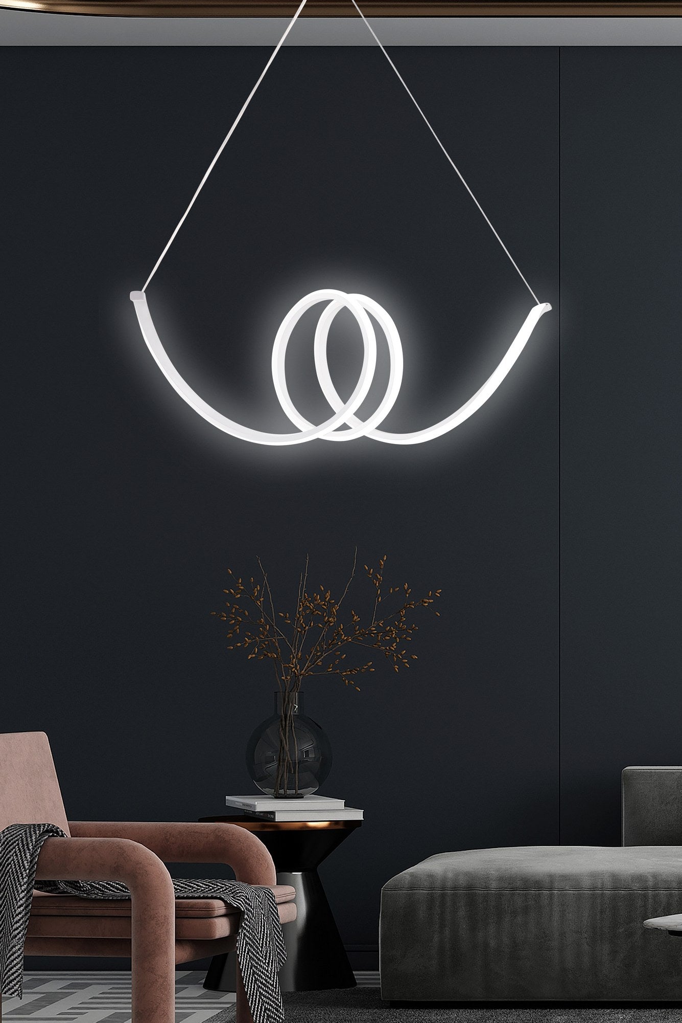 Candeeiro de Teto – 115 x 25 x 25 cm – Branco – Alumínio