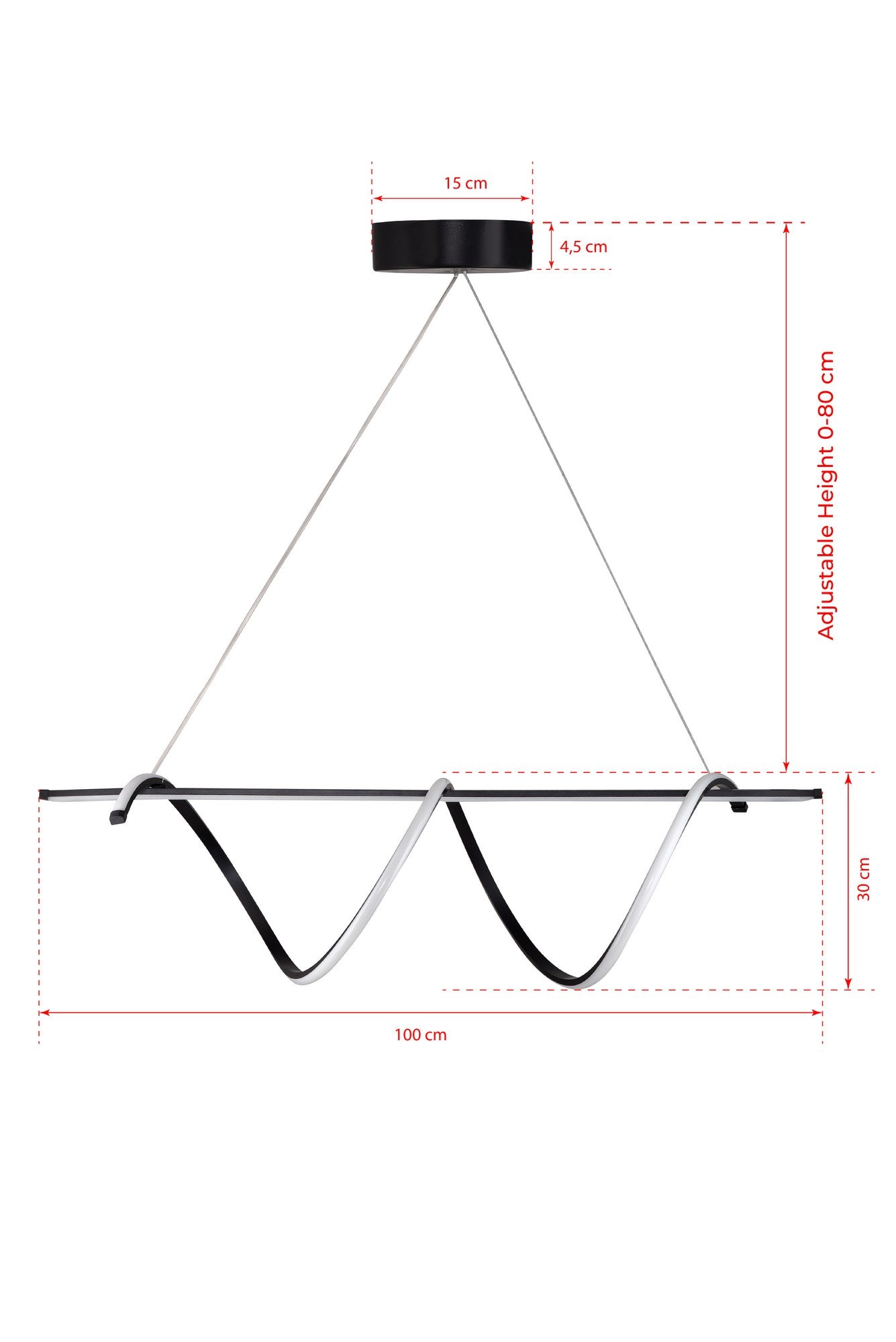 Candeeiro de Teto – 110 x 30 x 30 cm – Preto – Alumínio