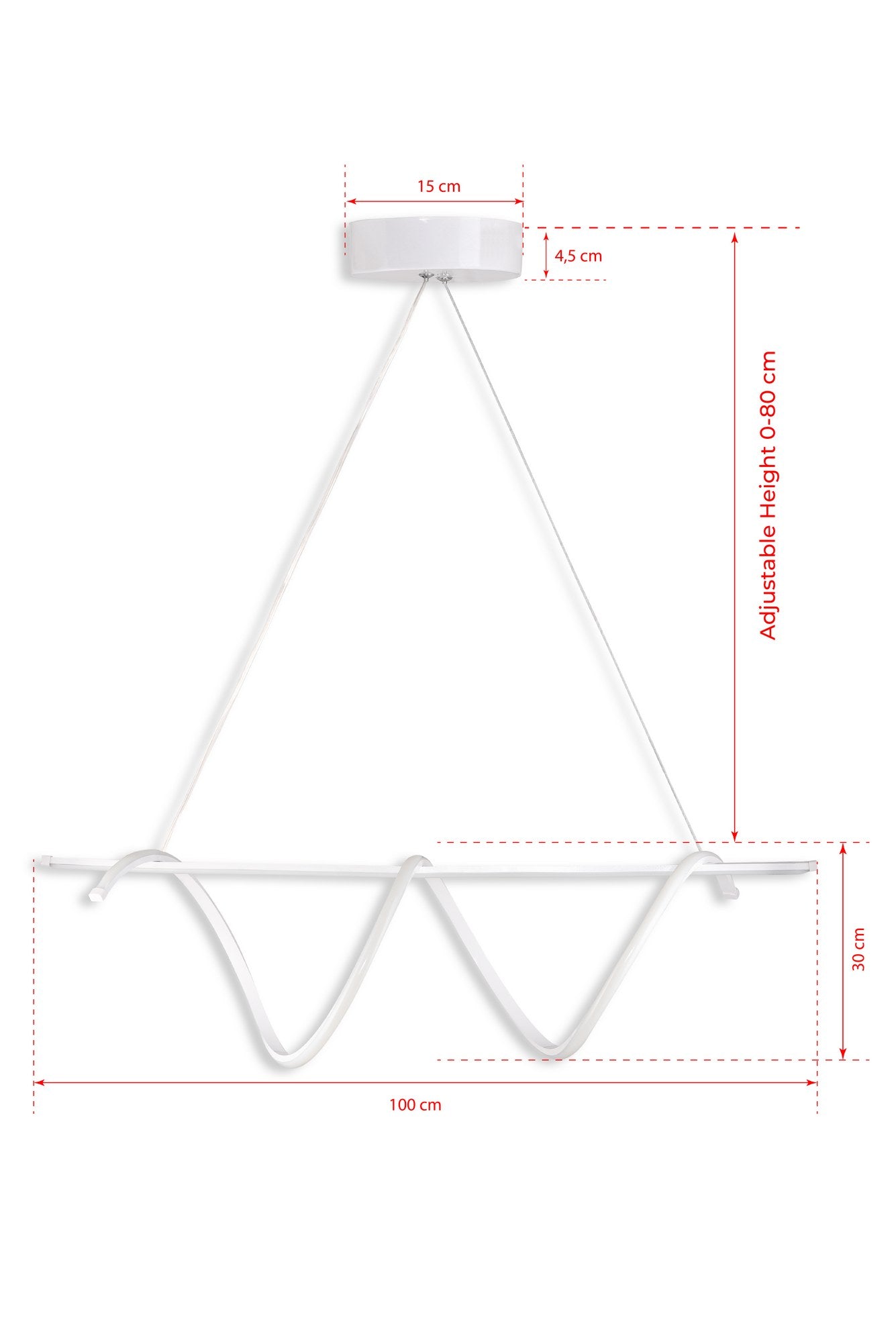 Candeeiro de Teto – 100 x 30 x 30 cm – Branco – Alumínio