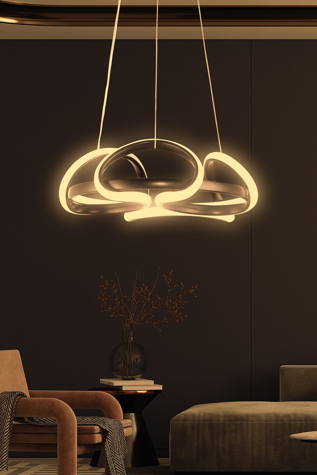 Candeeiro de Teto – 32 x 32 x 15 cm – Preto – Alumínio