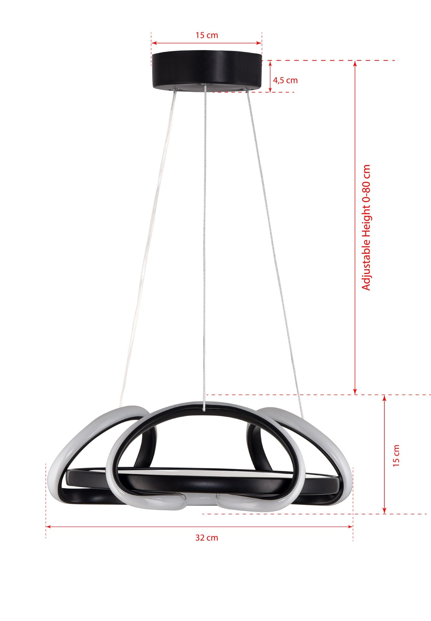 Candeeiro de Teto – 32 x 32 x 15 cm – Preto – Alumínio