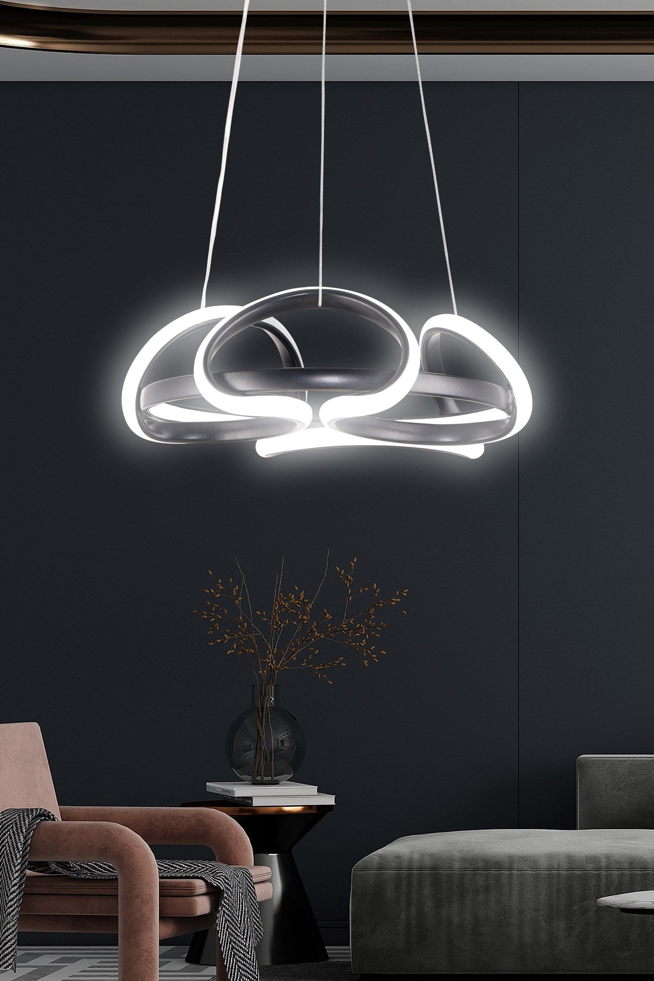 Candeeiro de Teto – 32 x 32 x 15 cm – Preto – Alumínio