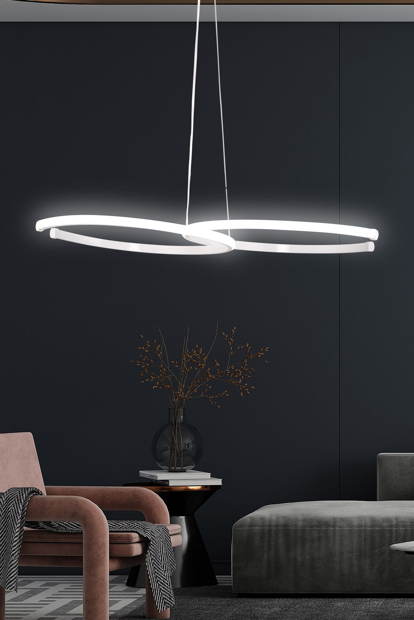 Candeeiro de Teto – 65 x 40 x 2 cm – Branco – Alumínio