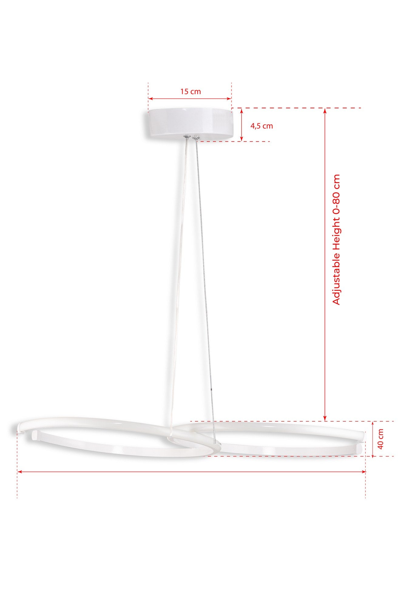 Candeeiro de Teto – 65 x 40 x 2 cm – Branco – Alumínio