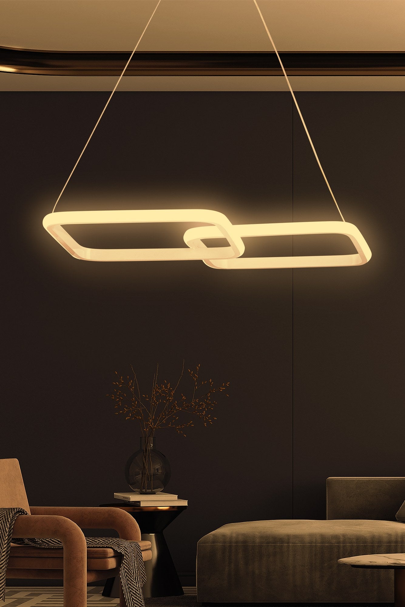 Candeeiro de Teto – 60 x 35 x 2 cm – Branco – Alumínio