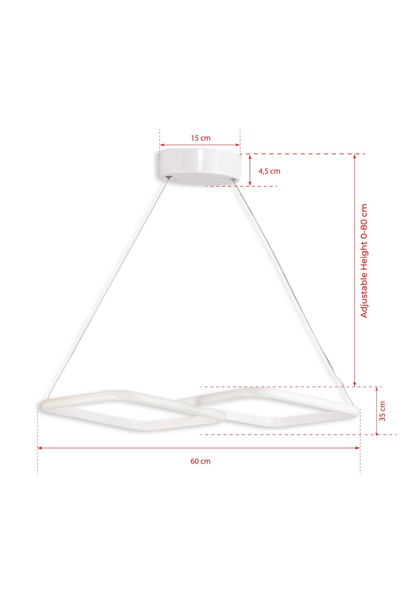 Candeeiro de Teto – 60 x 35 x 2 cm – Branco – Alumínio