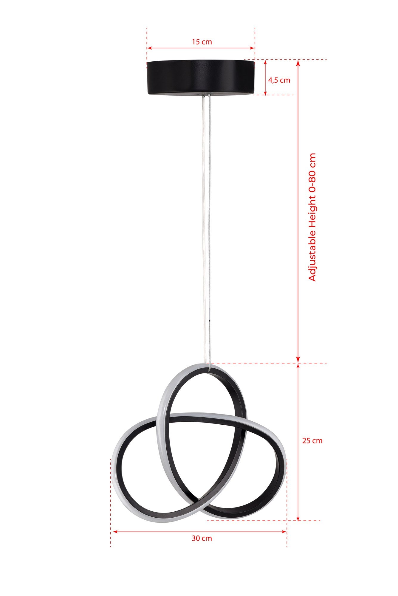 Candeeiro de Teto – 30 x 25 x 2 cm – Preto – Alumínio