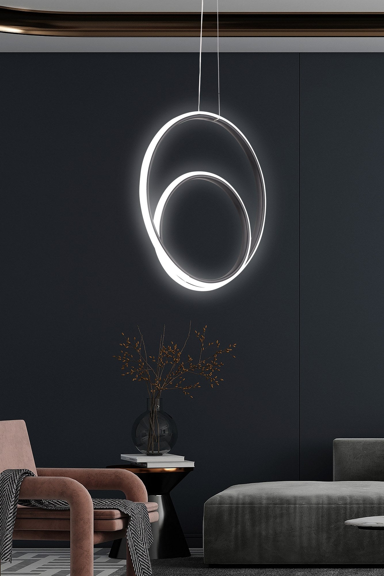 Candeeiro de Teto – 32 x 32 x 6 cm – Preto – Alumínio