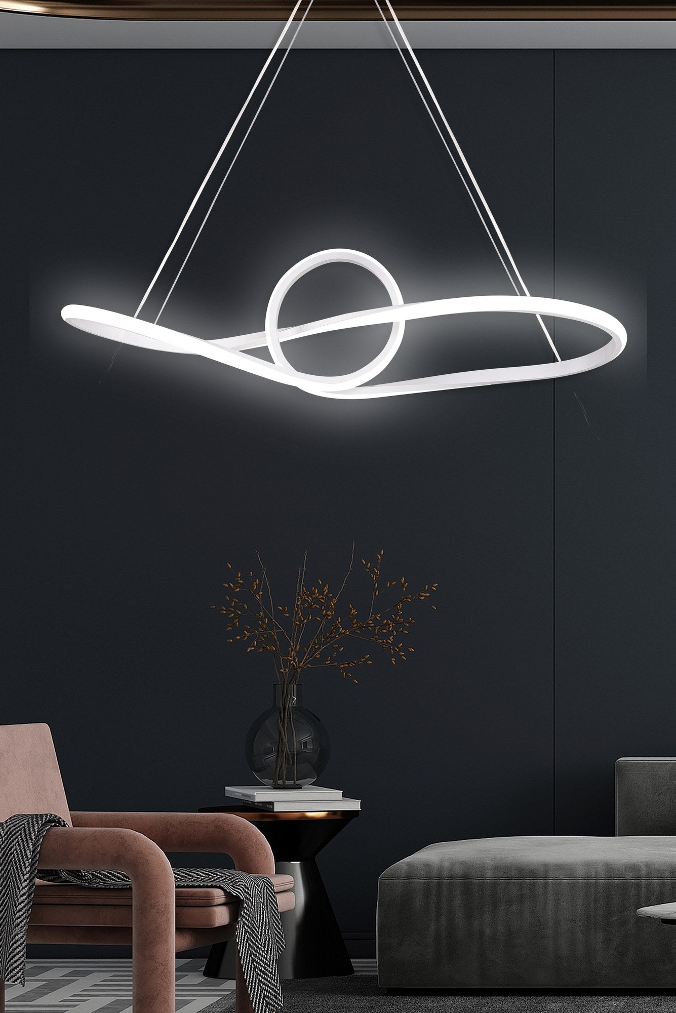 Candeeiro de Teto – 80 x 20 x 20 cm – Branco – Alumínio