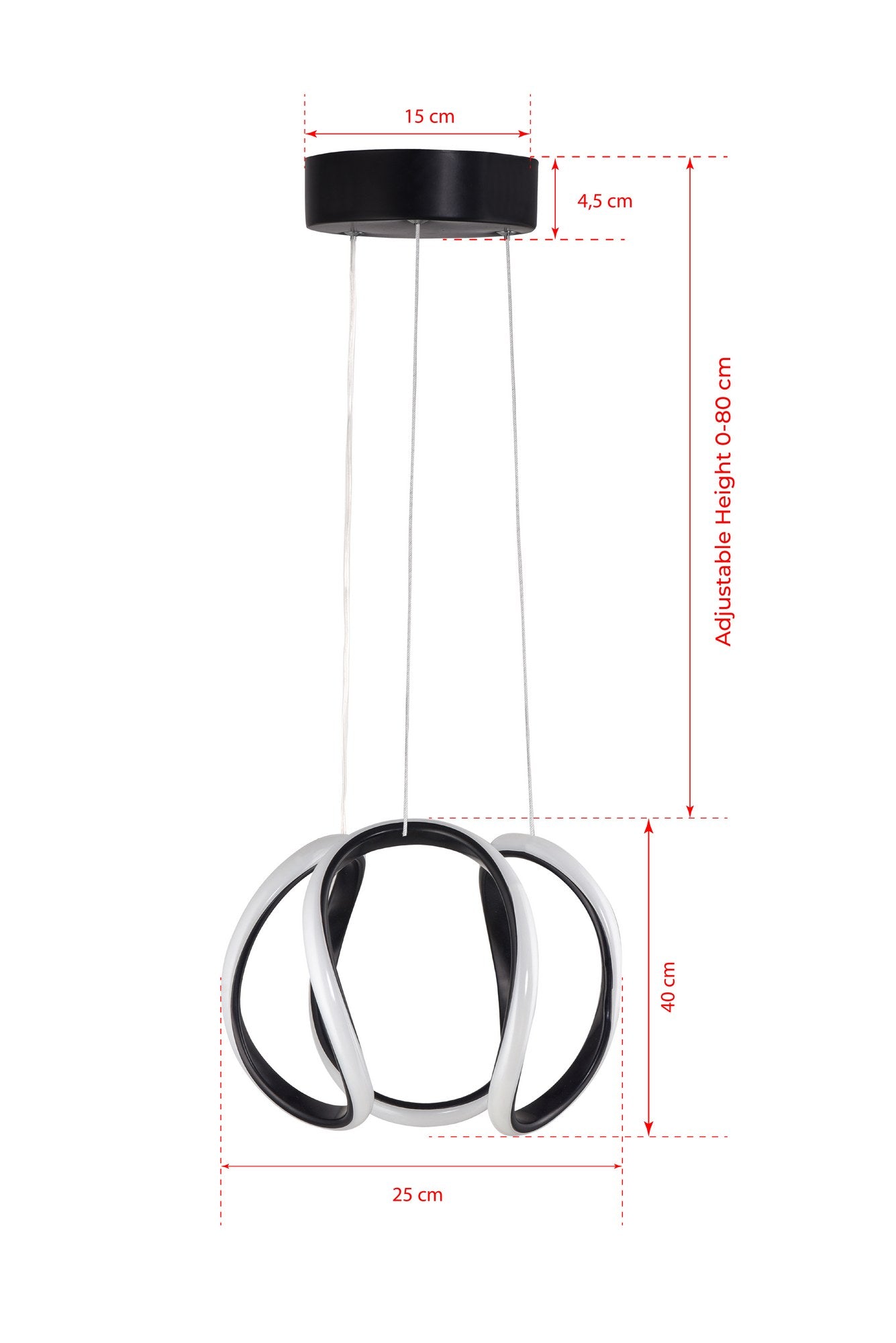 Candeeiro de Teto – 25 x 25 x 40 cm – Preto – Alumínio