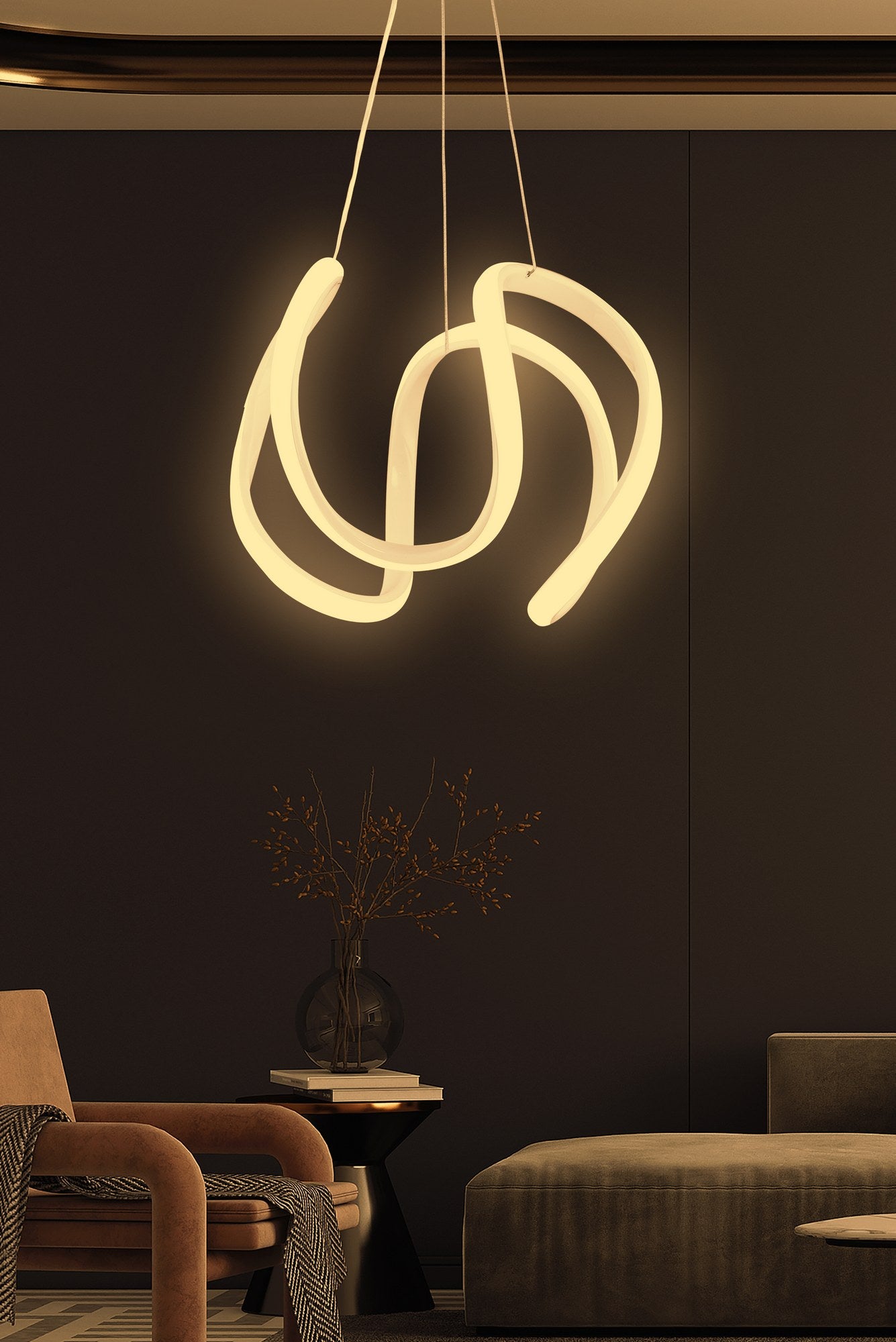 Candeeiro de Teto – 25 x 25 x 40 cm – Branco – Alumínio