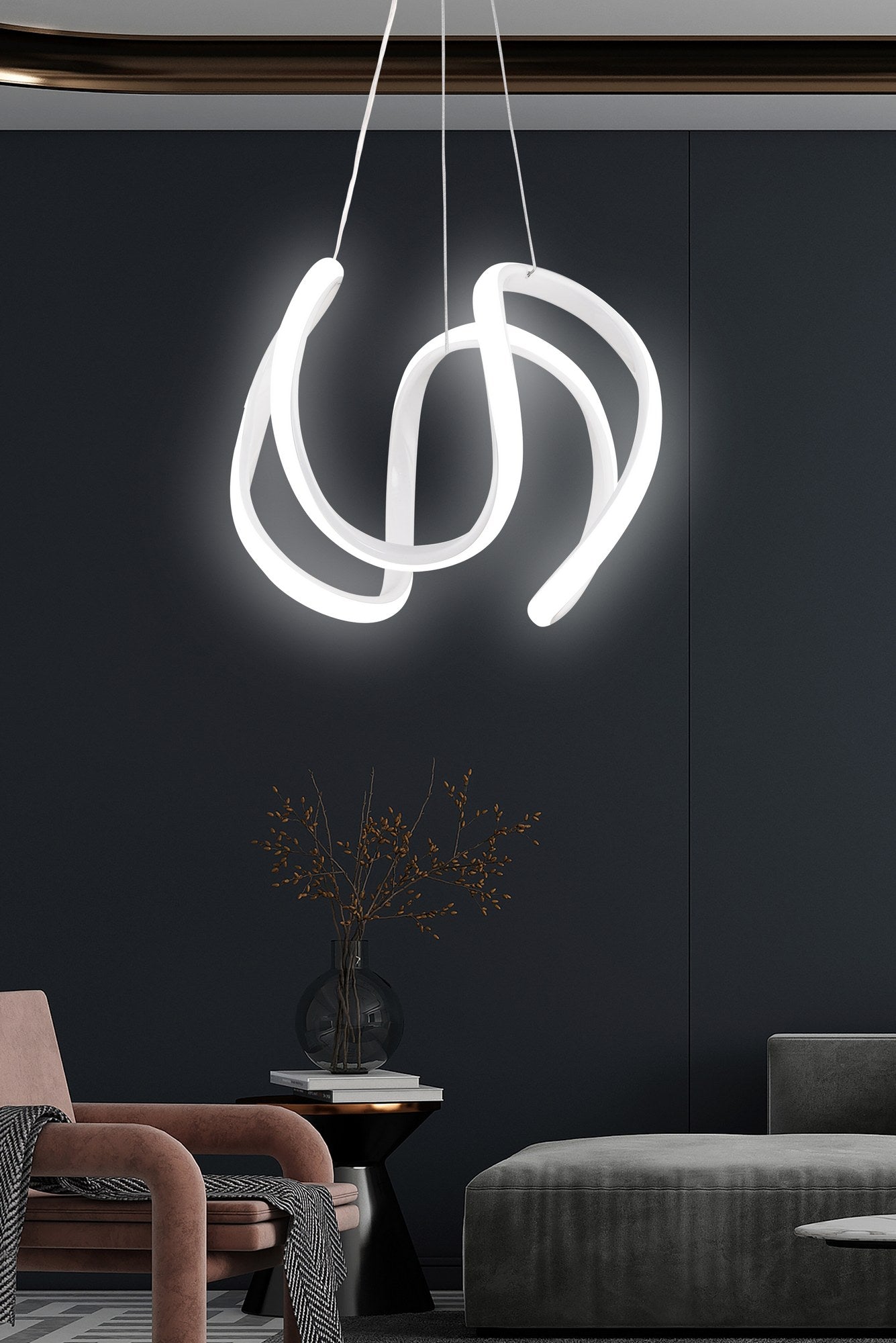 Candeeiro de Teto – 25 x 25 x 40 cm – Branco – Alumínio