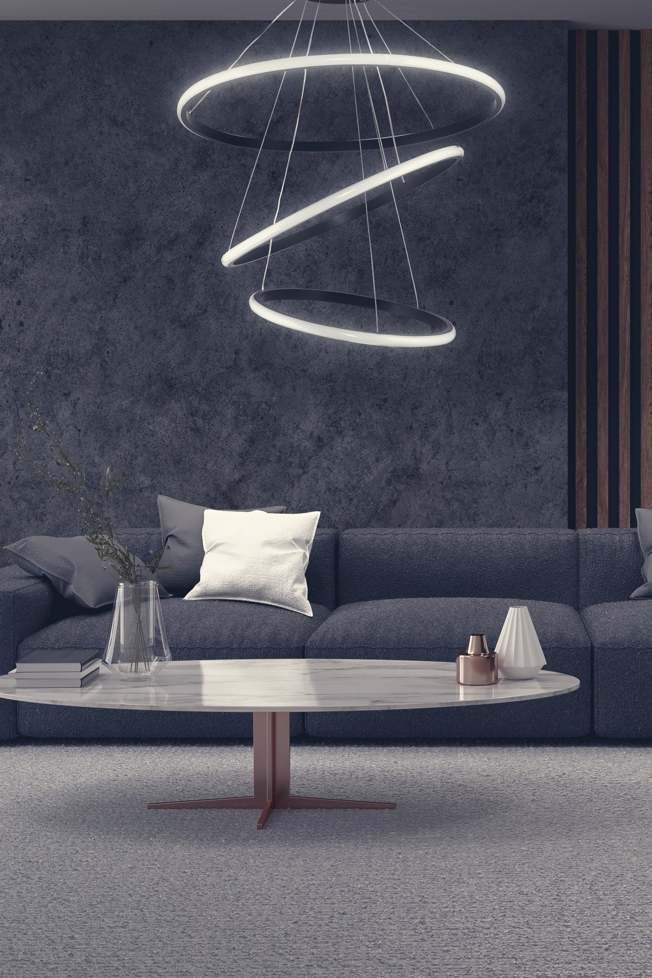 Candeeiro de Teto - 0-80 cm - Preto - Alumínio