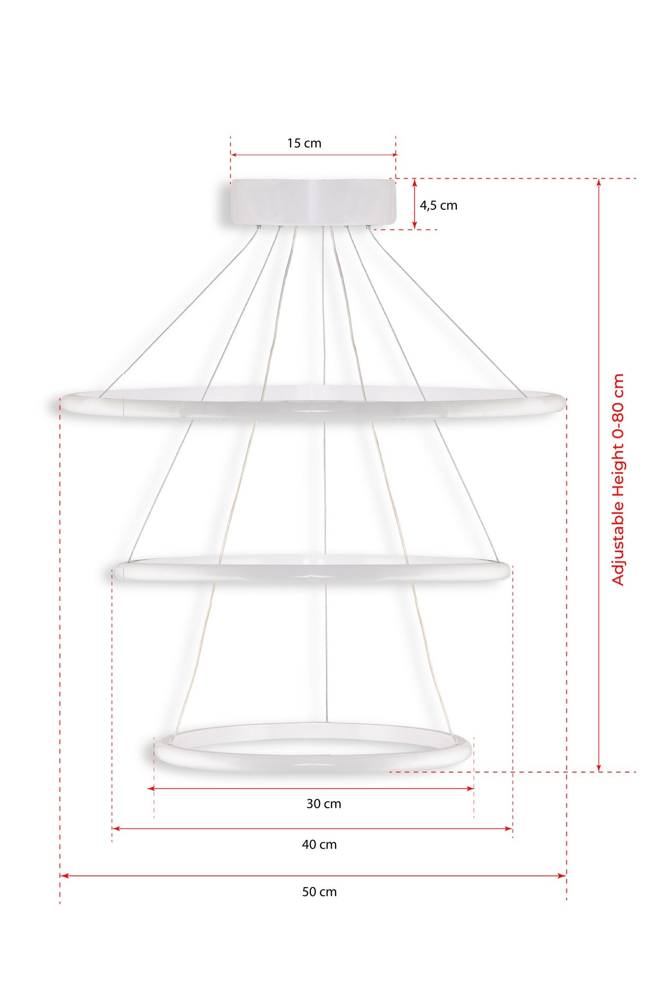 Candeeiro de Teto – 30 cm / 40 cm / 50 cm – Branco – Alumínio