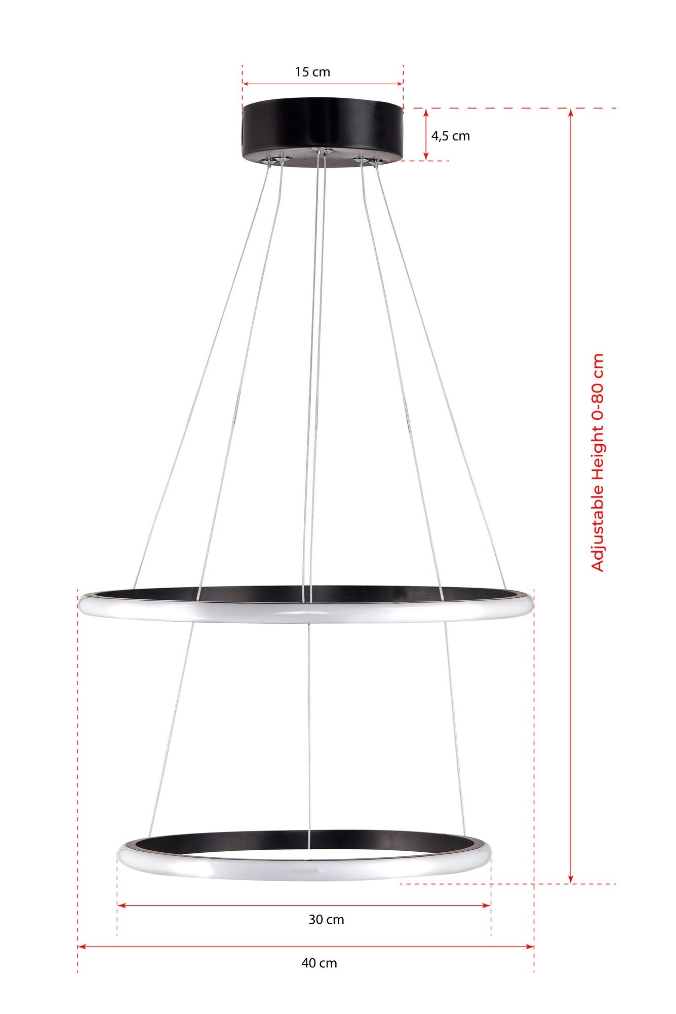 Candeeiro de Teto – 30 cm / 40 cm – Preto – Alumínio