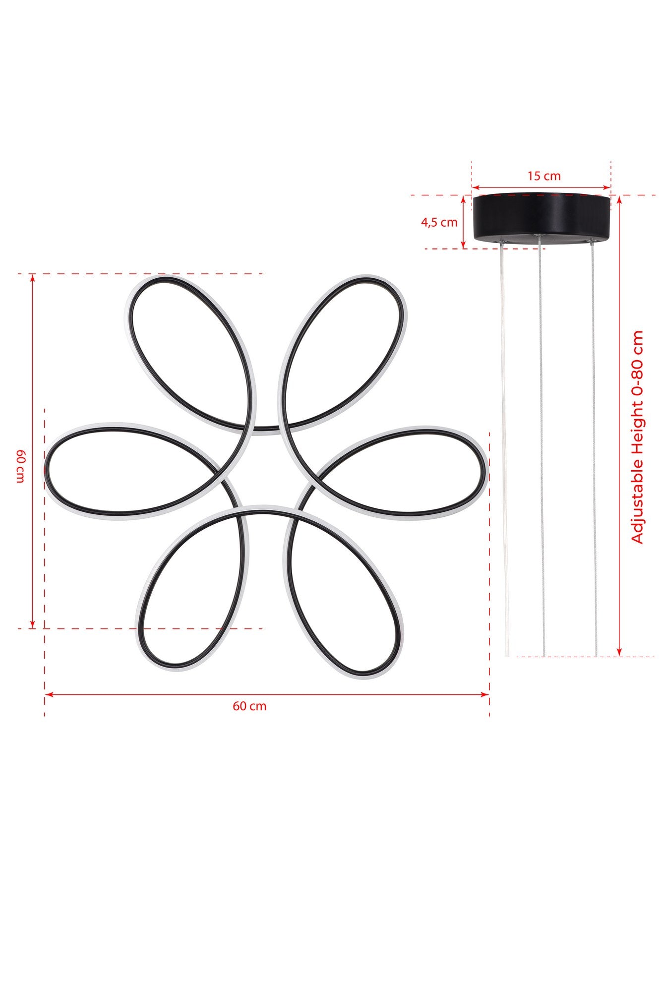 Candeeiro de Teto – 60 x 60 x 4 cm – Preto – Alumínio