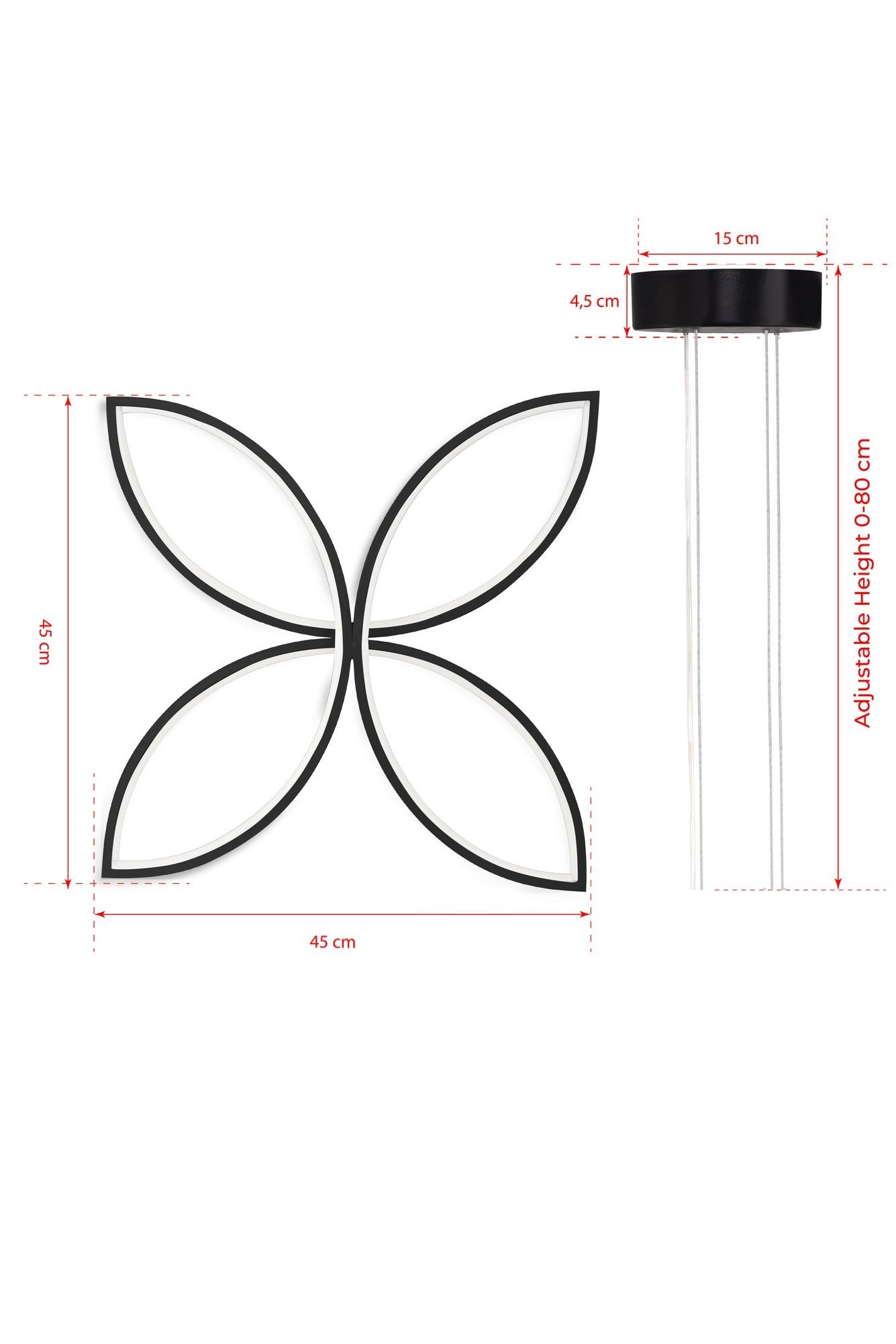 Candeeiro de Teto – 45 x 45 x 4 cm – Preto – Alumínio