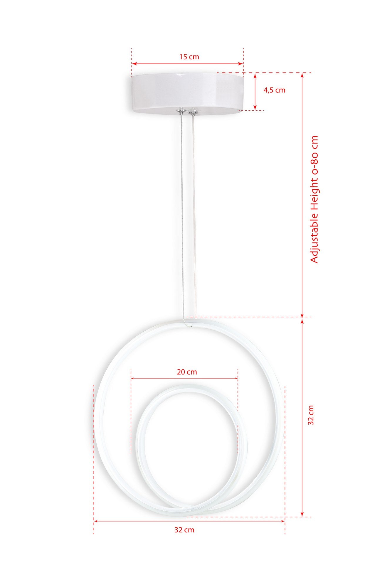 Candeeiro de Teto – 0-80 cm – Branco – Alumínio