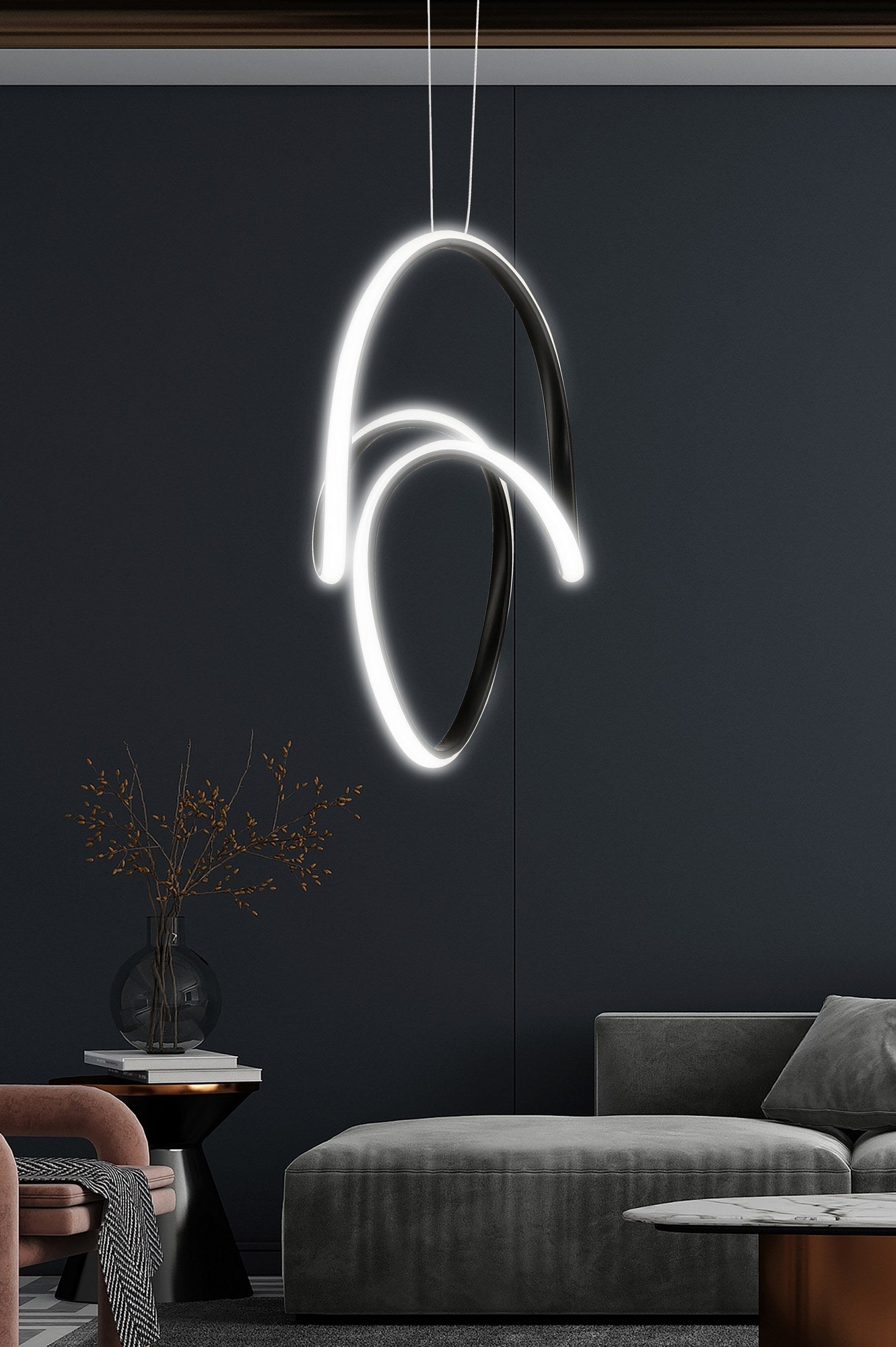 Candeeiro de Teto – 0-80 cm – Preto – Alumínio