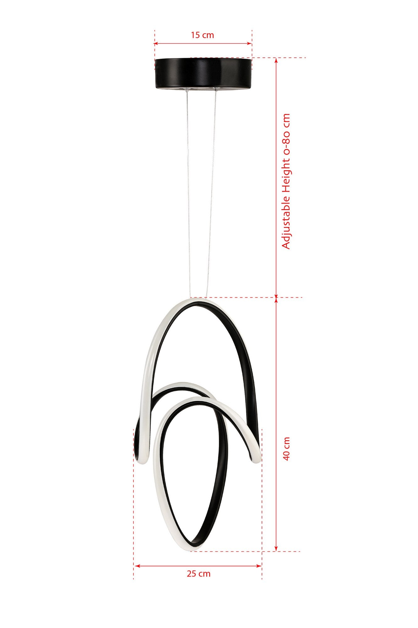 Candeeiro de Teto – 0-80 cm – Preto – Alumínio