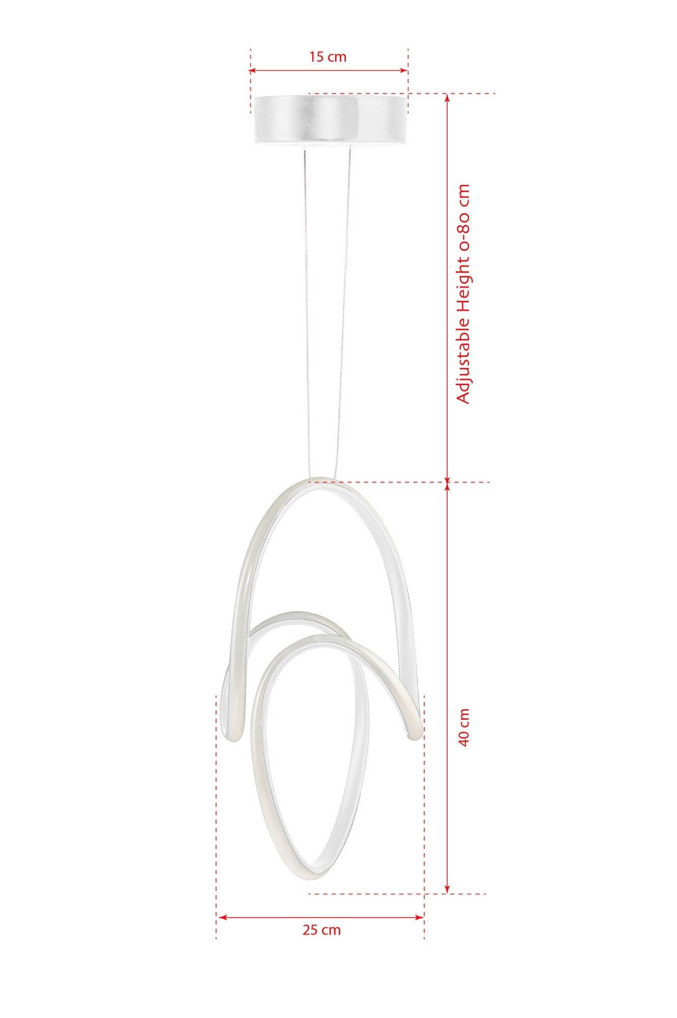 Candeeiro de Teto – Ajustável 0-80 cm – Branco – Alumínio