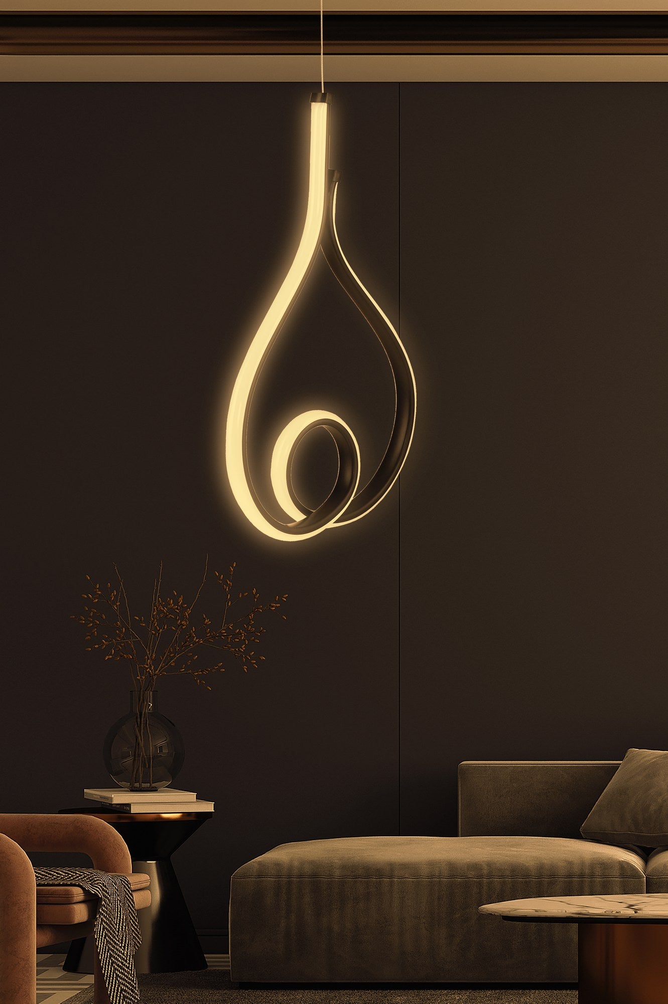 Candeeiro de Teto – Ajustável até 80 cm – Preto – Alumínio