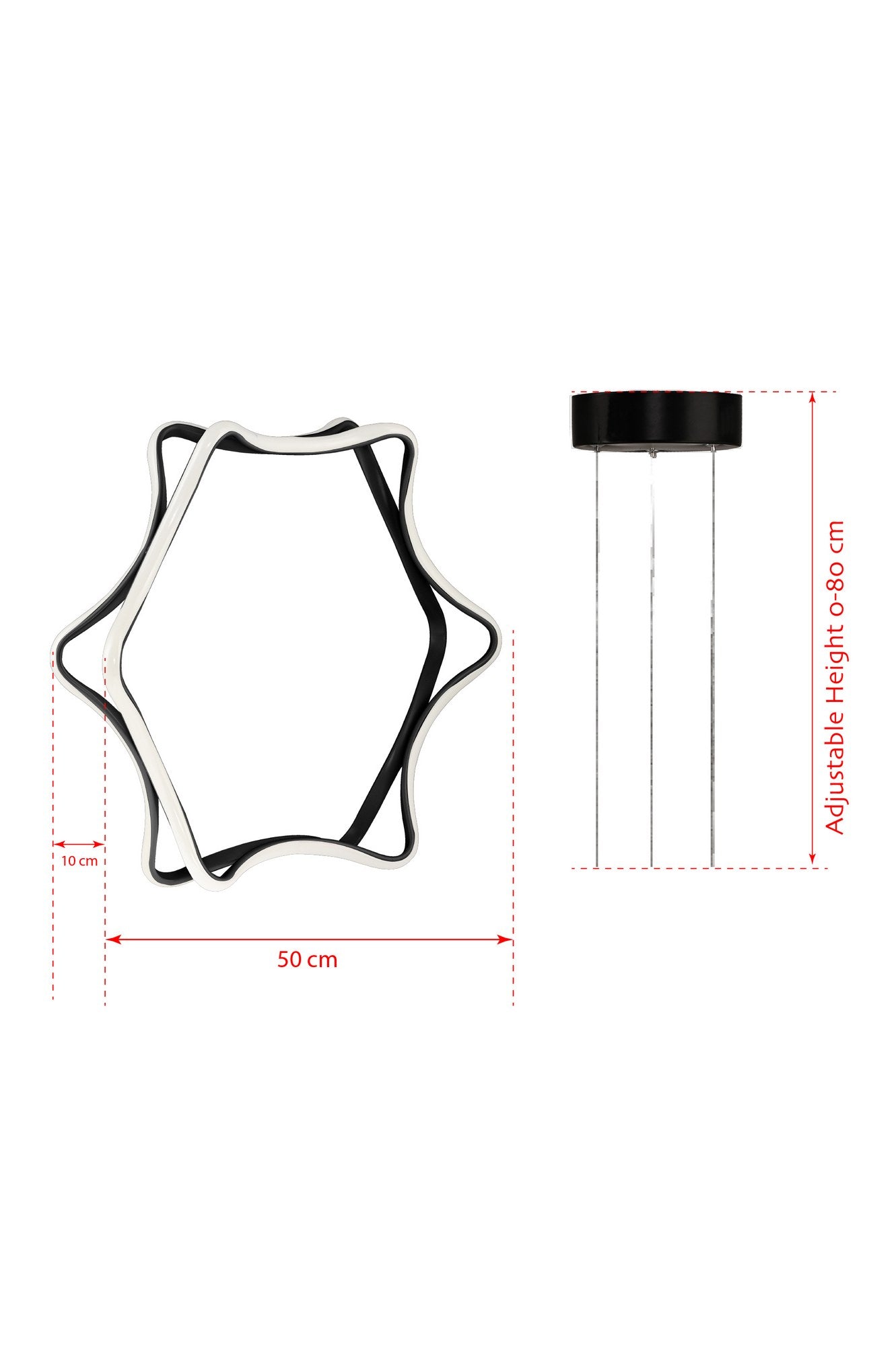 Candeeiro de Teto – 50 x 50 x 10 cm – Preto – Alumínio